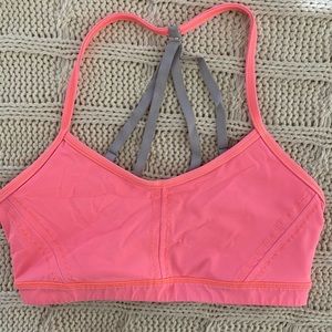 lululemon coral/gray strappy sports bra